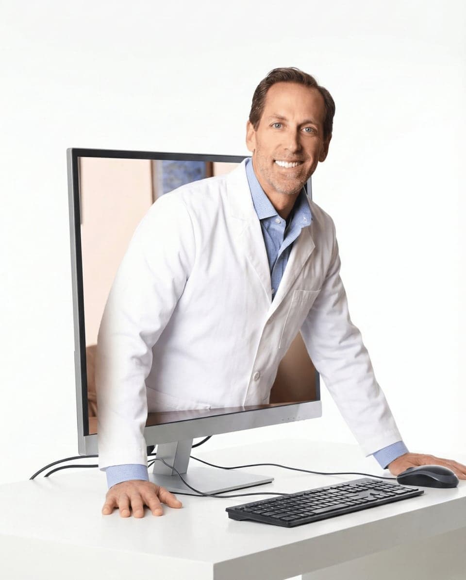 A telemedicine sleep consultation on a laptop